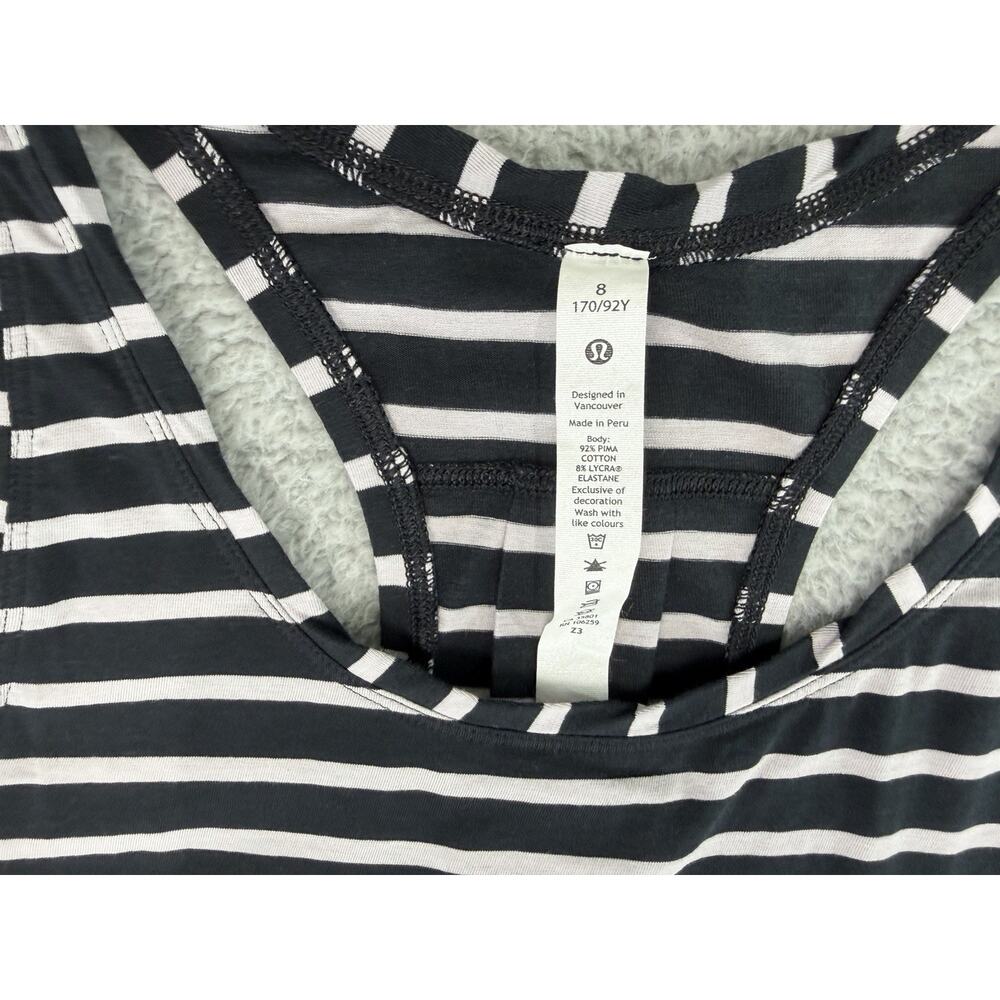 Lululemon Love Tank Pleated Yachtie Stripe Black Chrome Size 8 - Picture 3 of 11